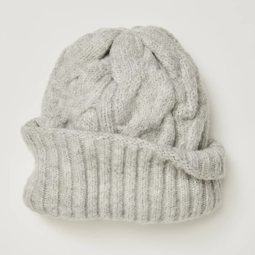 Free People Gray Cable Knit Beanie